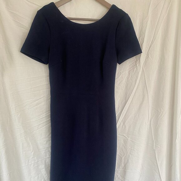 Boden Elsa Ottoman Navy Knit Dress - Scoop Back Ribbed Women's US 4R - Picture 2 of 6